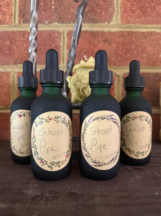 🌿 Ghost Pipe Tincture – Monotropa uniflora 1oz frosted green droper jar
