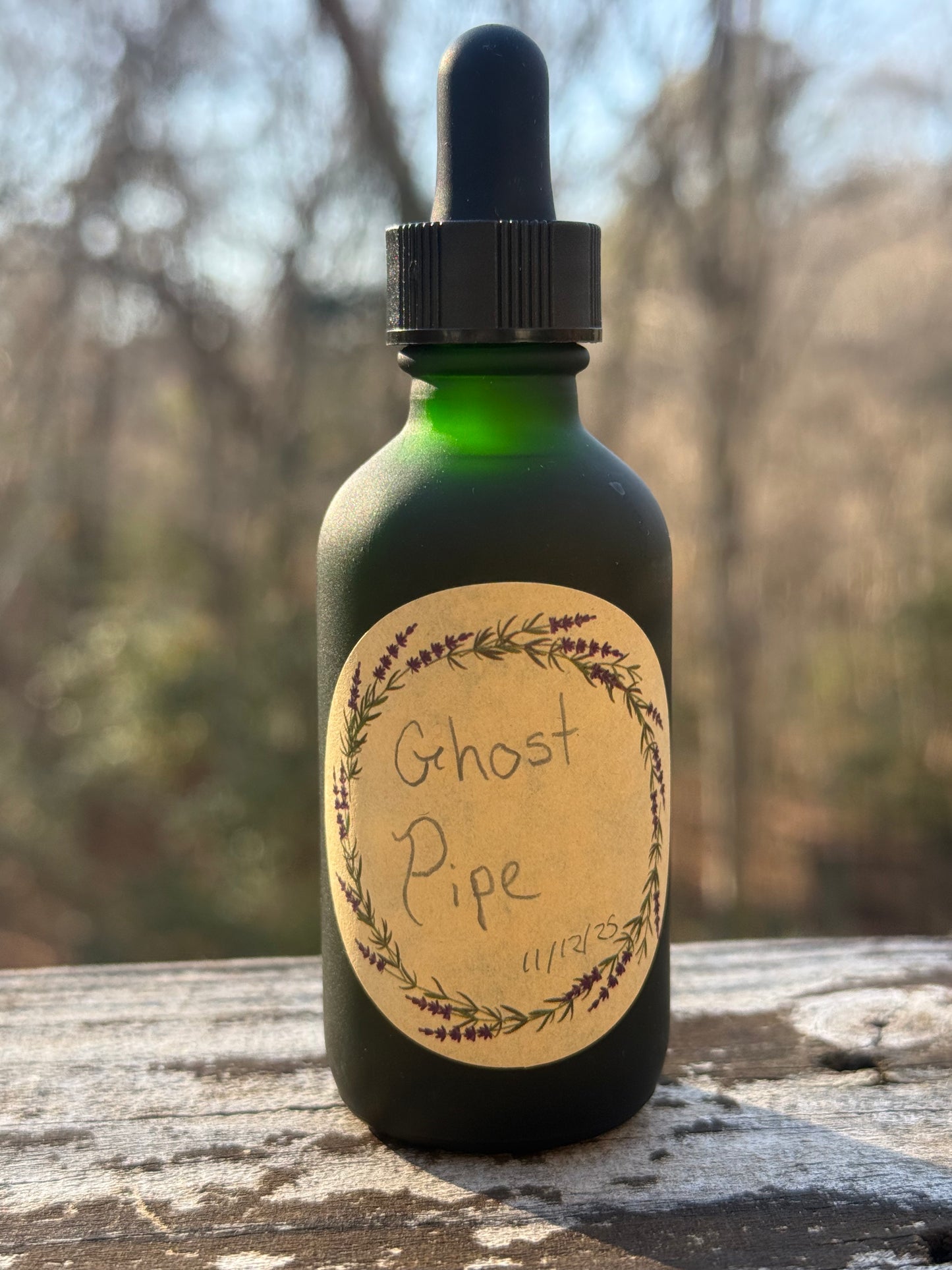 🌿 Ghost Pipe Tincture – Monotropa uniflora 1oz frosted green droper jar