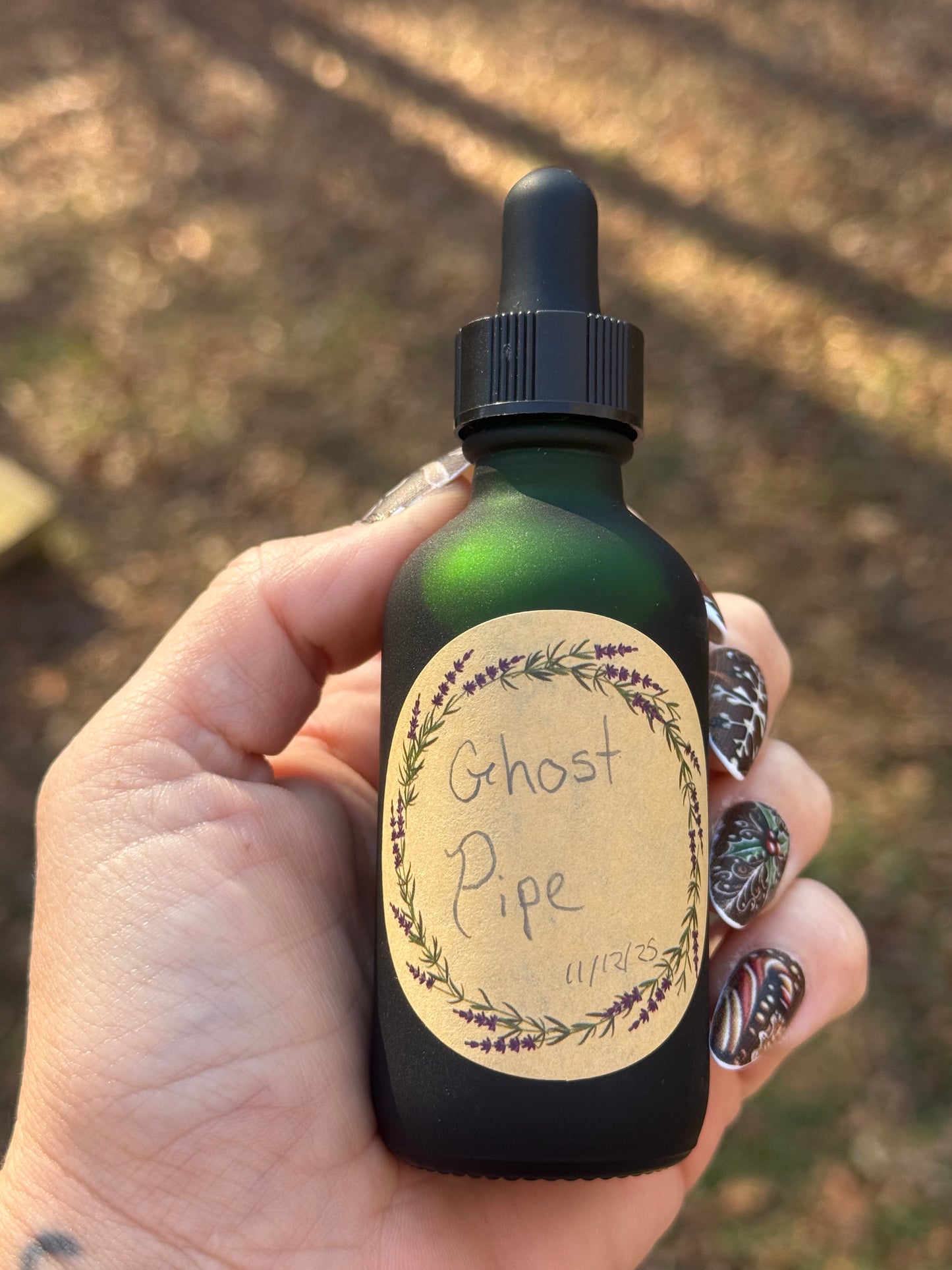 🌿 Ghost Pipe Tincture – Monotropa uniflora 1oz frosted green droper jar