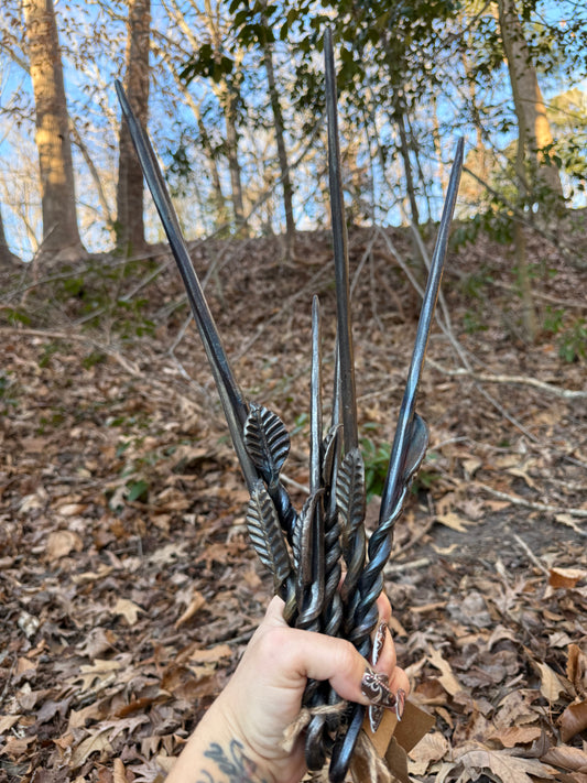 Hand forged iron wand