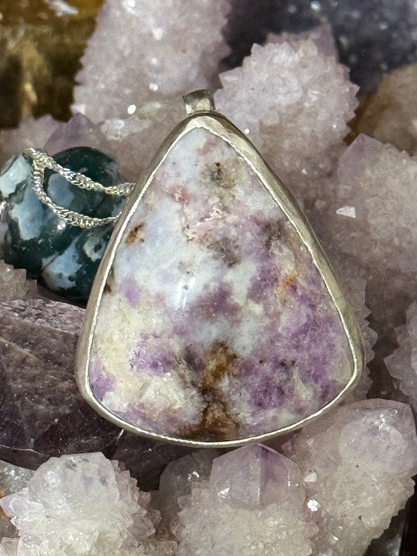 Hackmanite Double Crescent Pendant
