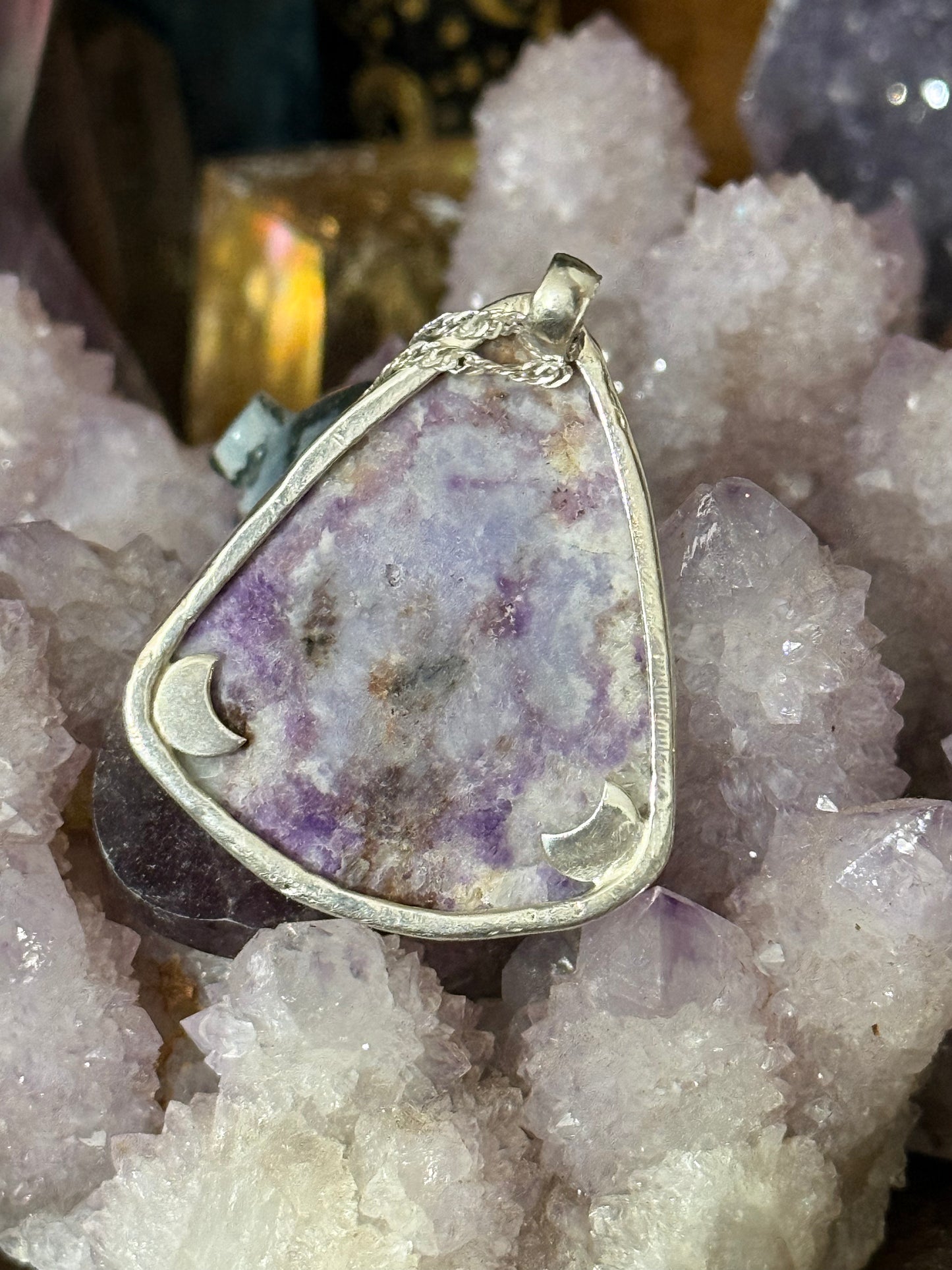 Hackmanite Double Crescent Pendant