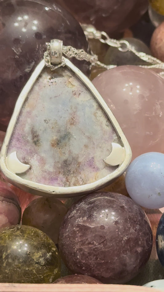 Hackmanite Double Crescent Pendant